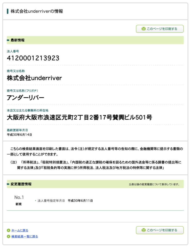 株式会社underriverの法人情報