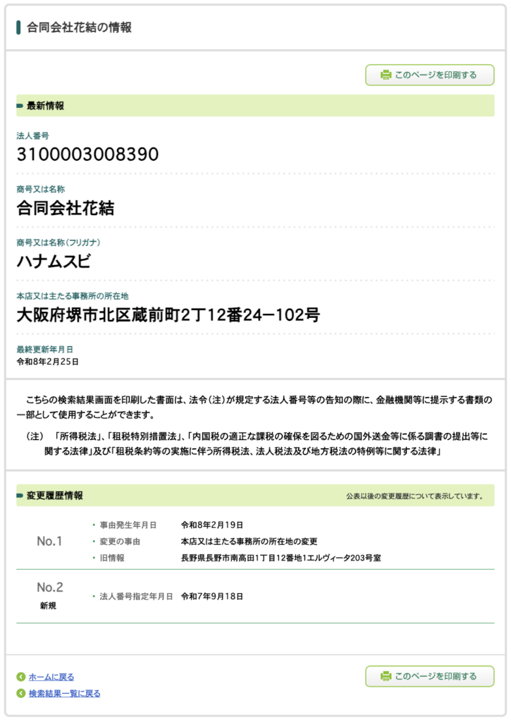 合同会社花結の法人情報